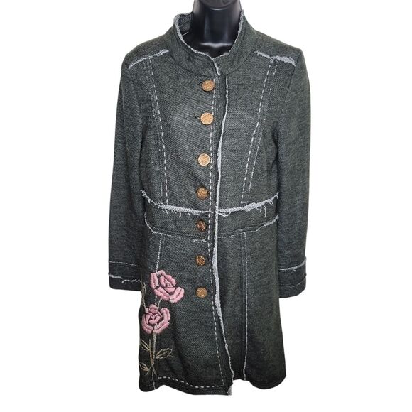 Nick & Mo Jackets & Blazers - Nick & Mo knit floral embroidered military style long jacket size Medium